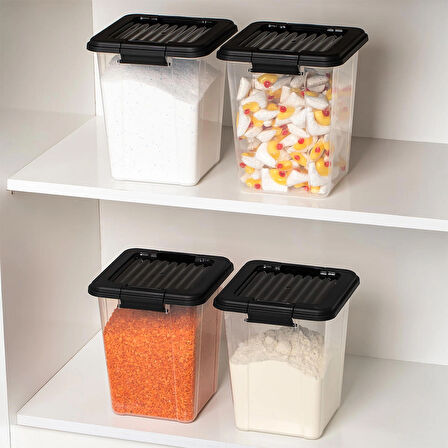 Porsima 4378 2 li  7,5lt Mega Boy Hava Geçirmez Deterjan Saklama Kabı Erzak Saklama Kabı Seti Gri