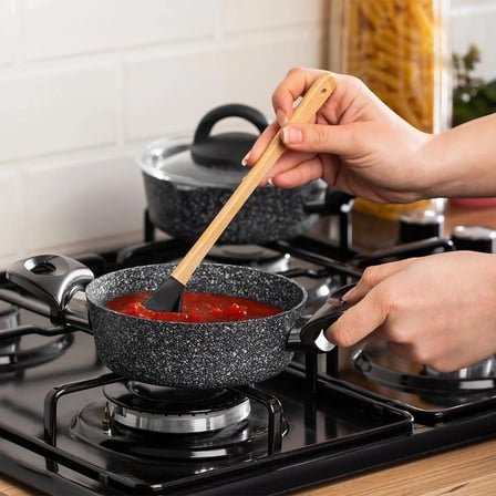 Porsima 4399 4 Parça Kaçerola Sosluk Sütlük Mini Granit tencere Sahan Seti Gri 14cm