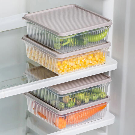 Porsima 5306 4 lü 1 Lt Buzdolabı ve Difriz Düzenleyici Saklama Kabı Seti - BPA İçermez, Mikrodalga Uyumlu, Kapaklı, Gıda Saklama Kabı, Kapicino