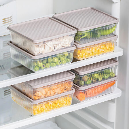 Porsima 5307 8 li 1 Lt Buzdolabı ve Difriz Düzenleyici Saklama Kabı Seti - BPA İçermez, Mikrodalga Uyumlu, Kapaklı, Gıda Saklama Kabı, Kapicino