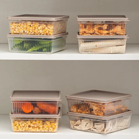 Porsima 5307 8 li 1 Lt Buzdolabı ve Difriz Düzenleyici Saklama Kabı Seti - BPA İçermez, Mikrodalga Uyumlu, Kapaklı, Gıda Saklama Kabı, Kapicino