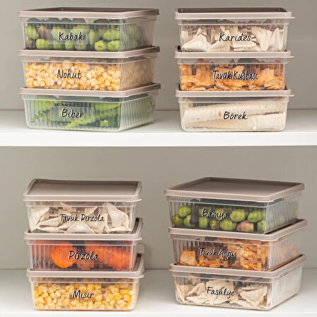 Porsima 5308 12 li 1 Lt Buzdolabı ve Difriz Düzenleyici Saklama Kabı Seti - BPA İçermez, Mikrodalga Uyumlu, Kapaklı, Gıda Saklama Kabı, Kapicino