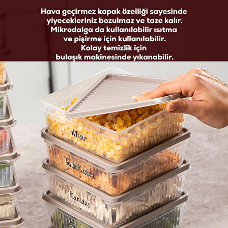 Porsima 5308 12 li 1 Lt Buzdolabı ve Difriz Düzenleyici Saklama Kabı Seti - BPA İçermez, Mikrodalga Uyumlu, Kapaklı, Gıda Saklama Kabı, Kapicino