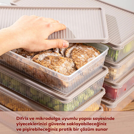 Porsima 5309 4 lü 2 Lt Buzdolabı ve Difriz Düzenleyici Saklama Kabı Seti - BPA İçermez, Mikrodalga Uyumlu, Kapaklı, Gıda Saklama Kabı, Kapicino