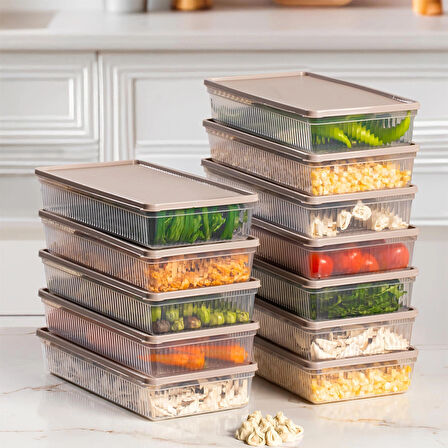 Porsima 5311 12 li 2 Lt Buzdolabı ve Difriz Düzenleyici Saklama Kabı Seti - BPA İçermez, Mikrodalga Uyumlu, Kapaklı, Gıda Saklama Kabı, Kapicino