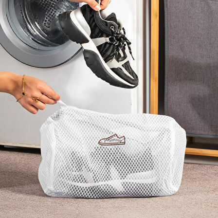 Porsima 3128 2li Çamaşır Yıkama Filesi Fermuarlı Bölmeli Ayakkabı Yıkama Filesi Deforme Önleyici Torba File 20x30cm