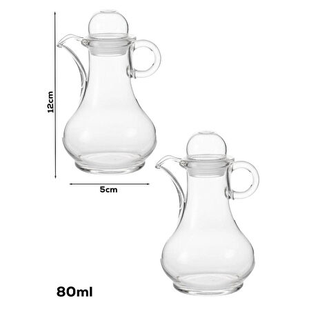 Porsima Pbt-570 Kapaklı Akrilik 2li Yağlık Sirkelik Yağdanlık Seti 80ml