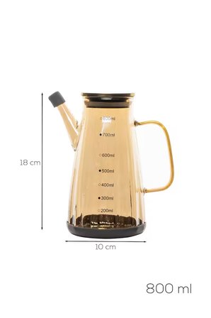 Porsima Yh009-D01 Metal Kapaklı Vakumlu Ölçekli Borosilikat Cam Sızdırmaz Yağlık Sirkelik 800 Ml