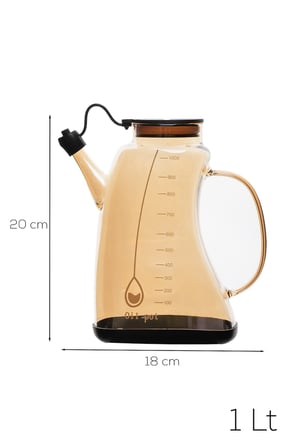 Porsima 5320 Şeffaf Borosilikat Cam Zeytinyağ Şişesi - Yağlık ve Sirkelik 1 lt Siyah 