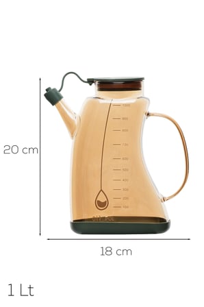 Porsima 5321 Şeffaf Borosilikat Cam Zeytinyağ Şişesi - Yağlık ve Sirkelik Yeşil 1 lt (8684906426014)