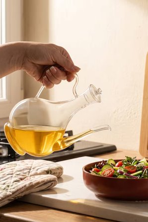 Porsima 5323 Borosilikat Cam İbrik Model Zeytinyağ Şişesi - Yağlık ve Sirkelik 750ml