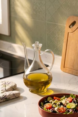 Porsima 5323 Borosilikat Cam İbrik Model Zeytinyağ Şişesi - Yağlık ve Sirkelik 750ml