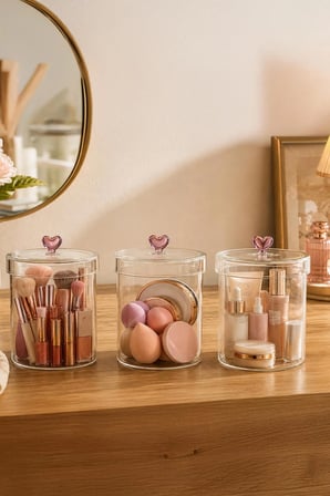 Porsima Hearts 3lü 750 ml Borosilikat Cam Kavanoz Seti Saklama Kabı Takımı 10x12 cm