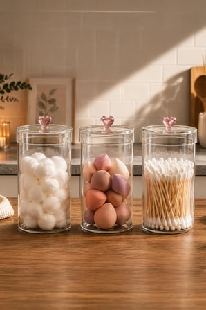 Porsima Hearts 3lü 950 ml Borosilikat Cam Kavanoz Seti Saklama Kabı Takımı 10x15 cm