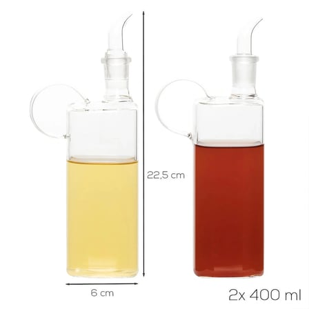 Porsima 408 2li Kare Borosilikat Cam Yağdanlık Yağlık Sirkelik 400ml