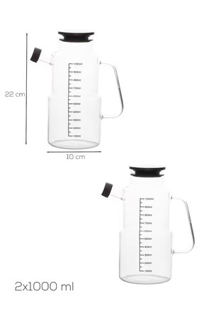 Porsima LM-0107 Evora Kapaklı Borosilikat Cam 2li Yağlık Sirkelik Yağdanlık Seti 1000ml