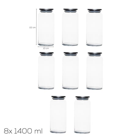 Porsima 4401 Bormio Metal Kapaklı 8li Cam Kavanoz Seti Vakum Kapaklı Saklama Düzenleme Kabı Seti 1400ml