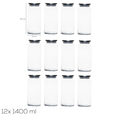 Porsima 4401 Bormio Metal Kapaklı 12li Cam Kavanoz Seti Vakum Kapaklı Saklama Düzenleme Kabı Seti 1400ml