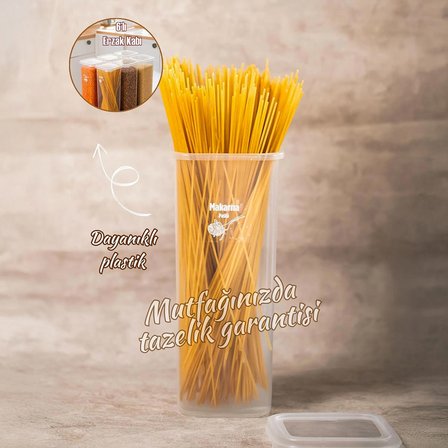 Porsima 5341 6lı Etiketli Kare Un Erzak Bakliyat Saklama Kabı Takımı Seti 1.70 Lt - Şeffaf