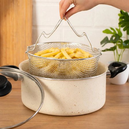 Porsima 4404 3 Parça Granit Kızartma Cips Tenceresi 22cm 2lt