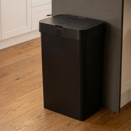 Porsima Me-05-1 Hareket Sensörlü Sessiz Kapatma Çöp Kutusu Banyo Mutfak Çöp Kovası Kapaklı Banyo Çöp Kovası 2 adet AA Pil Siyah 50LT