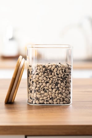 Porsima 5-4 Bambu Vakumlu Kapaklı Kare Borsilikat Cam 4lü Kavanoz Seti Saklama Kabı 750ml 7,5x15cm