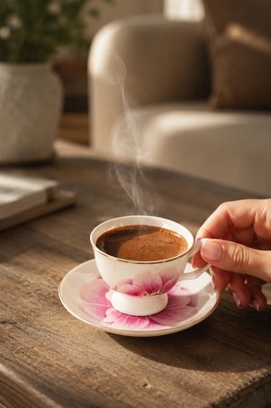 Porsima GC57-2442 12 Parça Yaldızlı Porselen Kahve Fincan Takımı - Mix Kahve Fincan Seti - 100ml