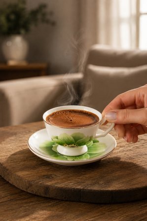 Porsima GC57-2442 12 Parça Yaldızlı Porselen Kahve Fincan Takımı - Mix Kahve Fincan Seti - 100ml