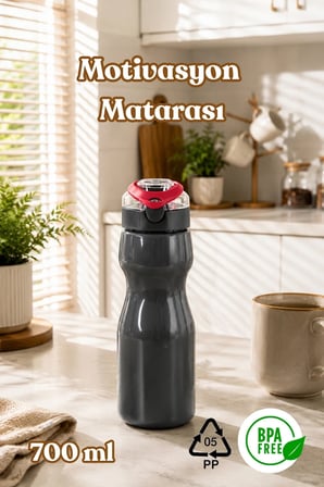 Porsima 911037-2 BPA Free Motivasyon Sporcu Su Matarası Suluk 0,7lt Su Şişesi Fuşya