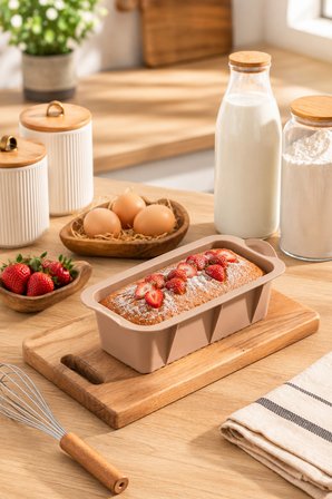 Porsima 30003-1 Silikon Ekmek kalıbı Dikdörtgen Kek Kalıbı Krem 7*25cm