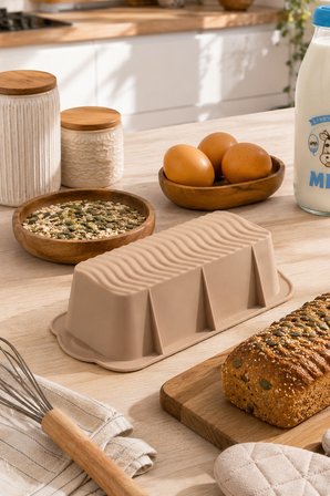 Porsima 30003-1 Silikon Ekmek kalıbı Dikdörtgen Kek Kalıbı Krem 7*25cm