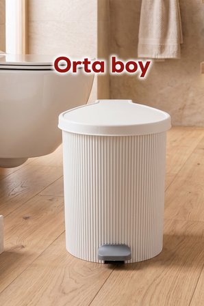 Porsima 0709-1 Stil 3lü Yuvarlak Pedallı İçi Kovalı Çöp Kovası Seti - Banyo Mutfak Çöp Kovası Beyaz