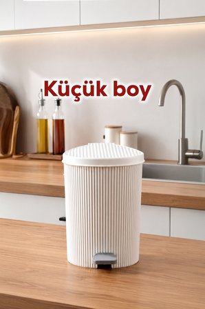 Porsima 0709-1 Stil 3lü Yuvarlak Pedallı İçi Kovalı Çöp Kovası Seti - Banyo Mutfak Çöp Kovası Beyaz