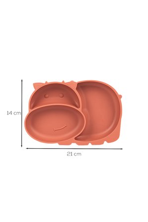 Porsima MYS34005-1 Silikon 3 Bölmeli Kaymaz Bebek Mama Tabağı Kiremit 14*21cm