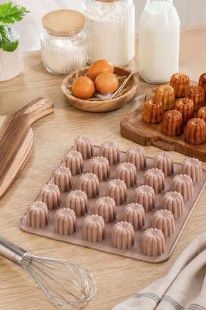 Porsima 30044-1 Silikon 25li Muffin kalıbı Çiçek kek kalıbı kalıbı Krem 24*24cm