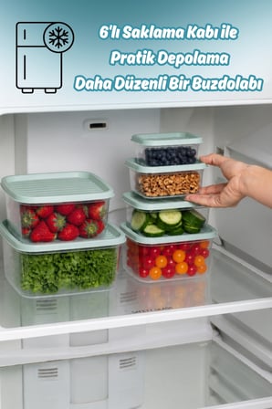 Porsima SA-645-1 6 Adet 12 Parça Derin Dondurucu Mikrodalga Saklama Kabı Erzak Saklama Kabı Seti