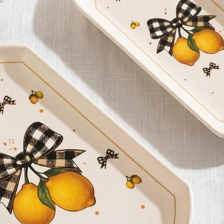Porsima Lemon  Porselen 2li Kayık Tabak Seti - Oval Kahvaltılık Sunumluk Seti