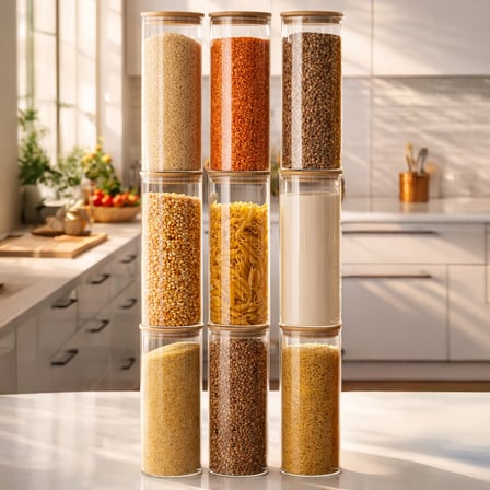 Porsima 4-3 Bambu Vakumlu Kapaklı Borosilikat Cam 9lu Saklama Kabı 2100ml 10x30cm Şeffaf