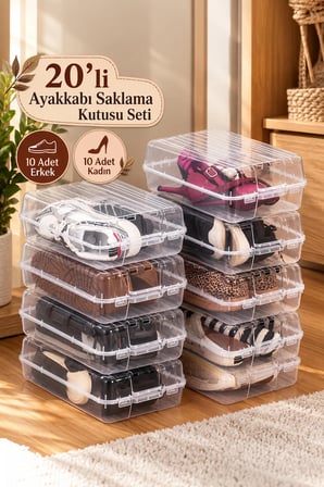 Porsima 20 Adet Erkek Kadın ve Çocuk Ayakkabı Saklama Kutusu