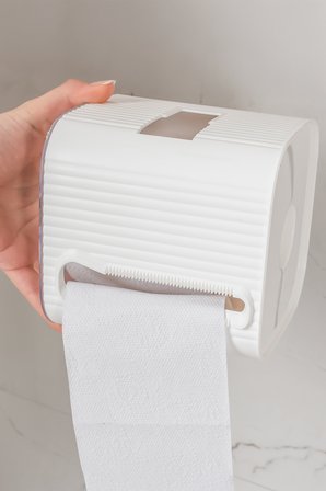 Porsima 2li Banyo Seti Yapışkanlı Banyo Tuvalet Kağıtlığı Tuvalet Fırçalığı Beyaz Gri