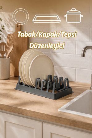 Porsima KP-166-2 Bulaşıklık Tezgah Üstü Kurutmalık Durulama Matı Bulaşık Sepeti Antrasit
