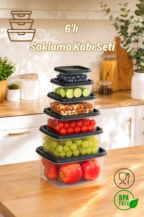 Porsima SA-645-5 6 Adet 12 Parça Derin Dondurucu Mikrodalga Saklama Kabı Erzak Saklama Kabı Seti
