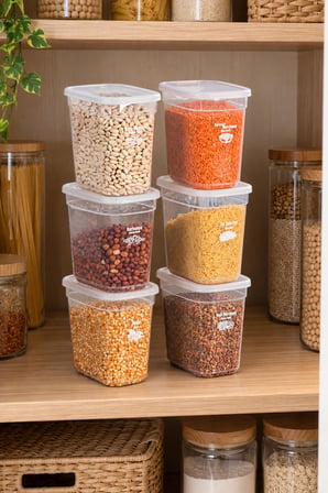 Porsima 4522 6'lı Şeffaf Erzak Kabı Seti 2 Lt - Vakumlu Mutfak Saklama Kabı