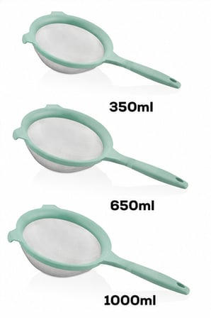 Porsima L-00948 3'lü İnce Gözenekli Tel Süzgeç Seti (350 ml + 650 ml + 1000 ml) – Turkuaz