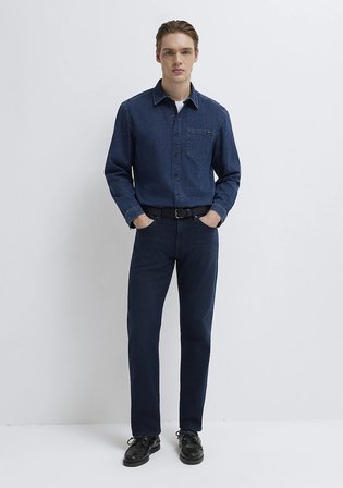 Eric Mavi Edition Puslu İndigo Mavisi Jean Gömlek 0211504-91348