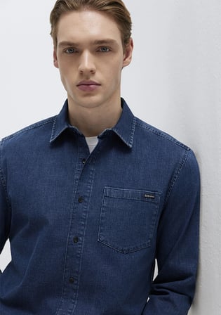 Eric Mavi Edition Puslu İndigo Mavisi Jean Gömlek 0211504-91348