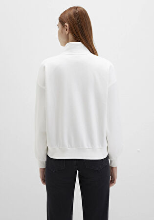 Yarı Fermuarlı Sırt Baskılı Ekru Sweatshirt 1S10502-70057