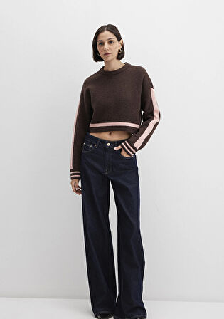 Çizgi Detaylı Kahverengi Kazak 1710876-70251