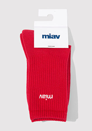 Miav İşlemeli Kırmızı Soket Çorap 1913899-10076