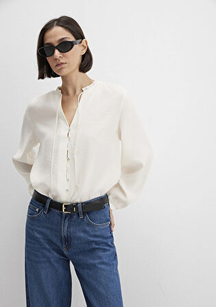 Ekru Tencel TM Karışımlı Gömlek 1211421-80194